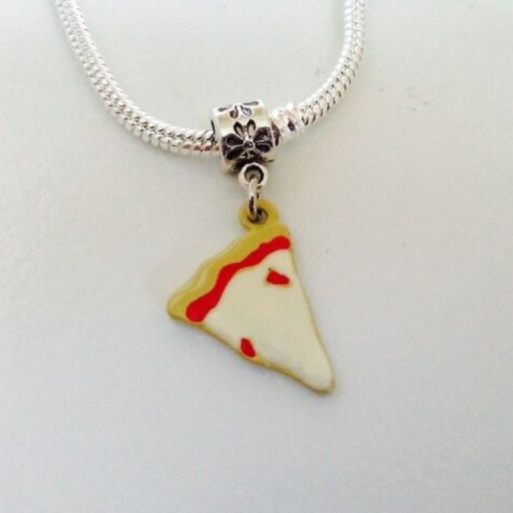 “PIZZA” Dangling Charm Bead For European Style Charm Bracelets